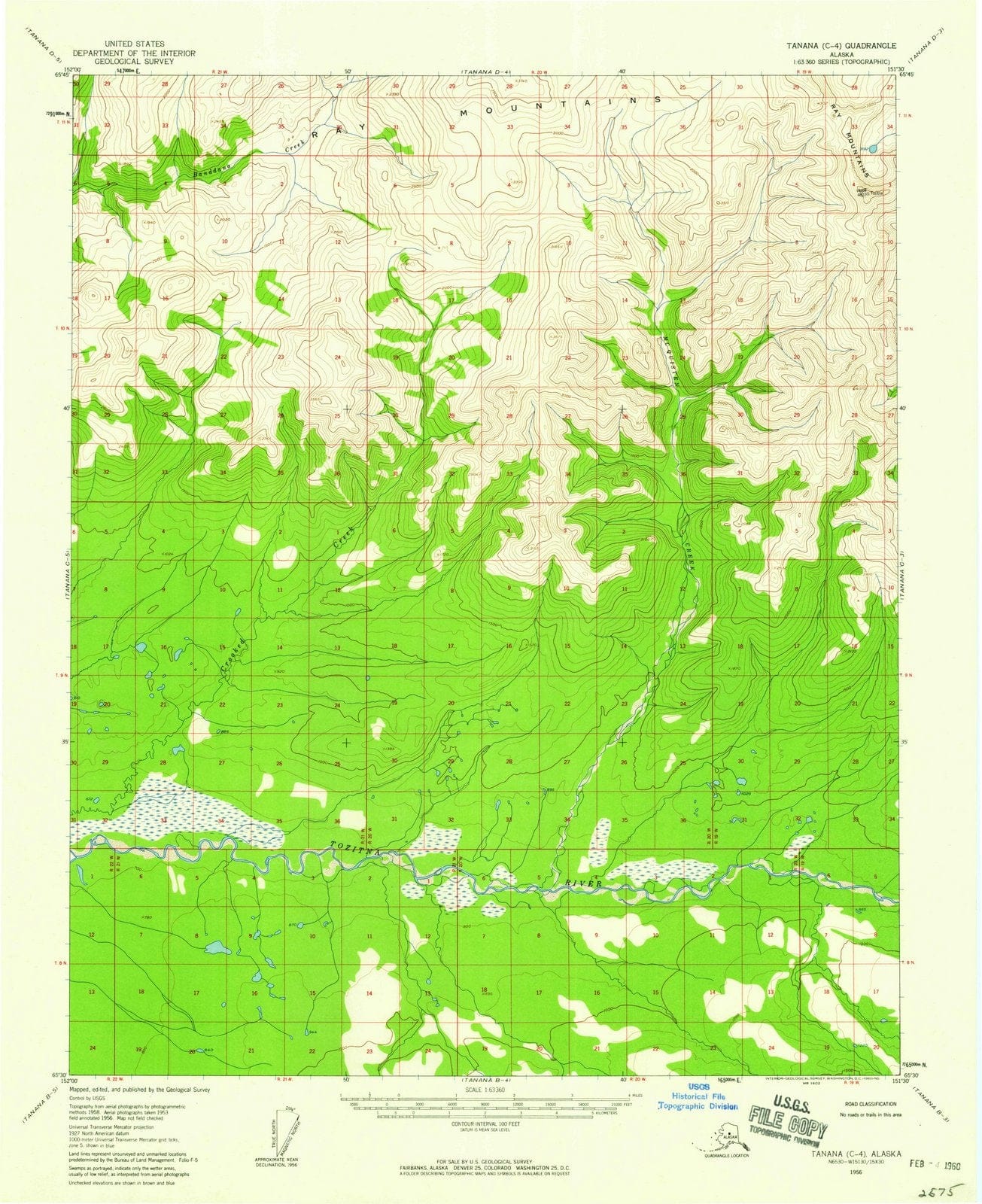 1956 Tanana, AK - Alaska - USGS Topographic Map0