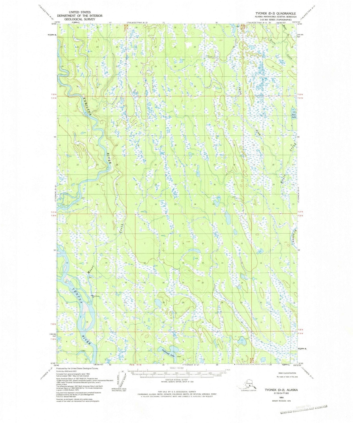 1954 Tyonek, AK - Alaska - USGS Topographic Map v5