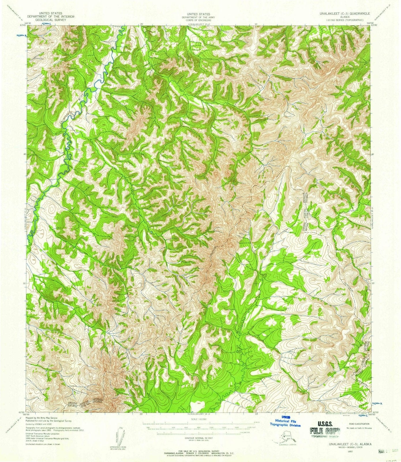 1952 Unalakleet, AK - Alaska - USGS Topographic Map5