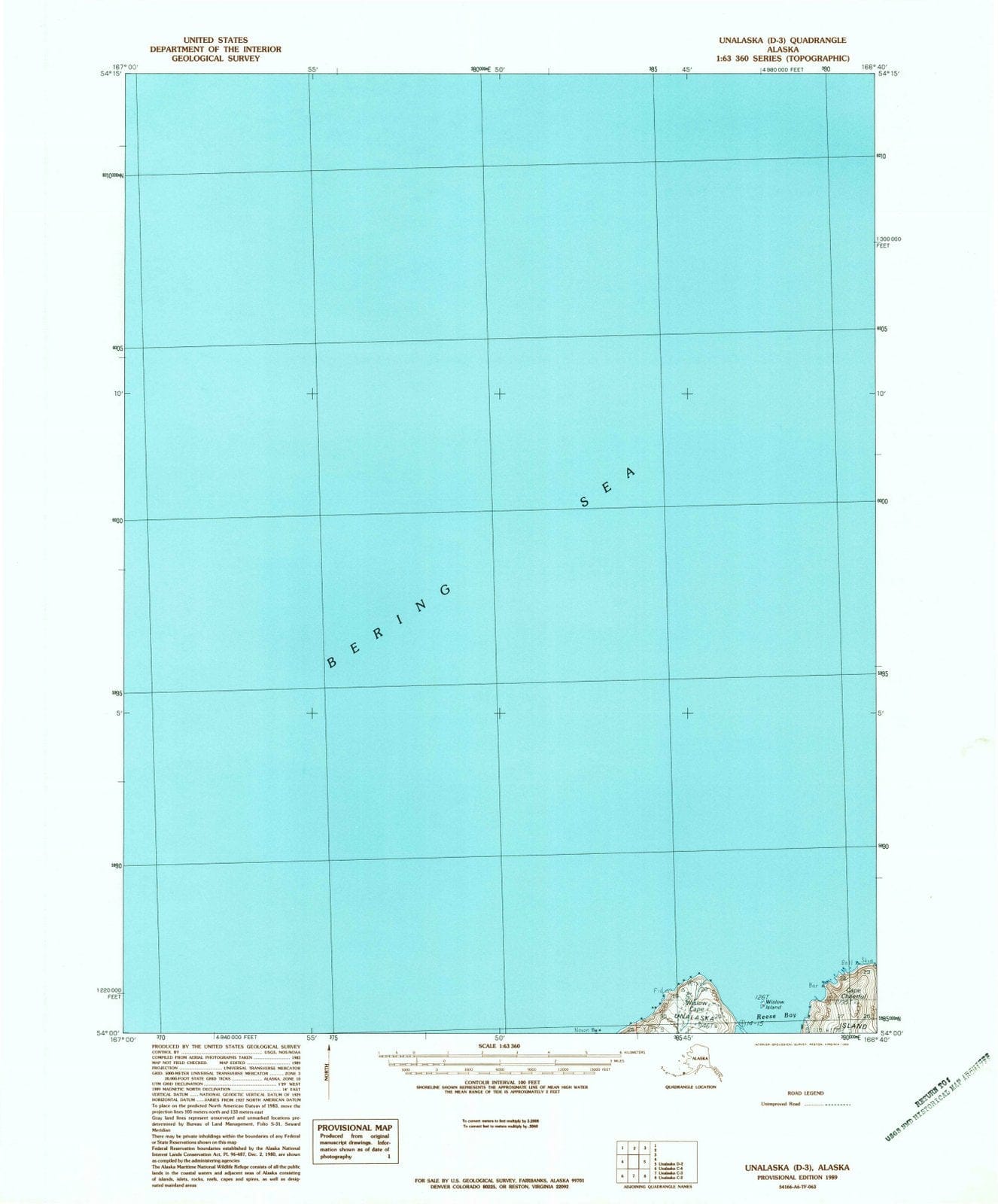 1989 Unalaska, AK - Alaska - USGS Topographic Map3