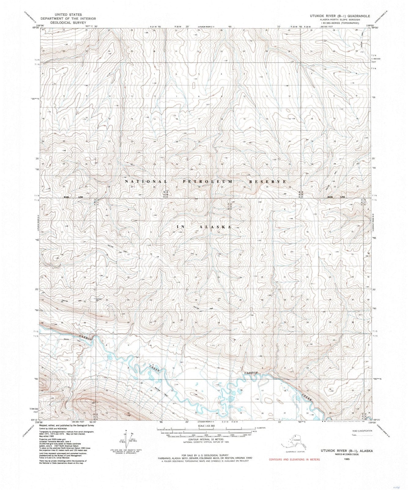 1985 Utukok River, AK - Alaska - USGS Topographic Map