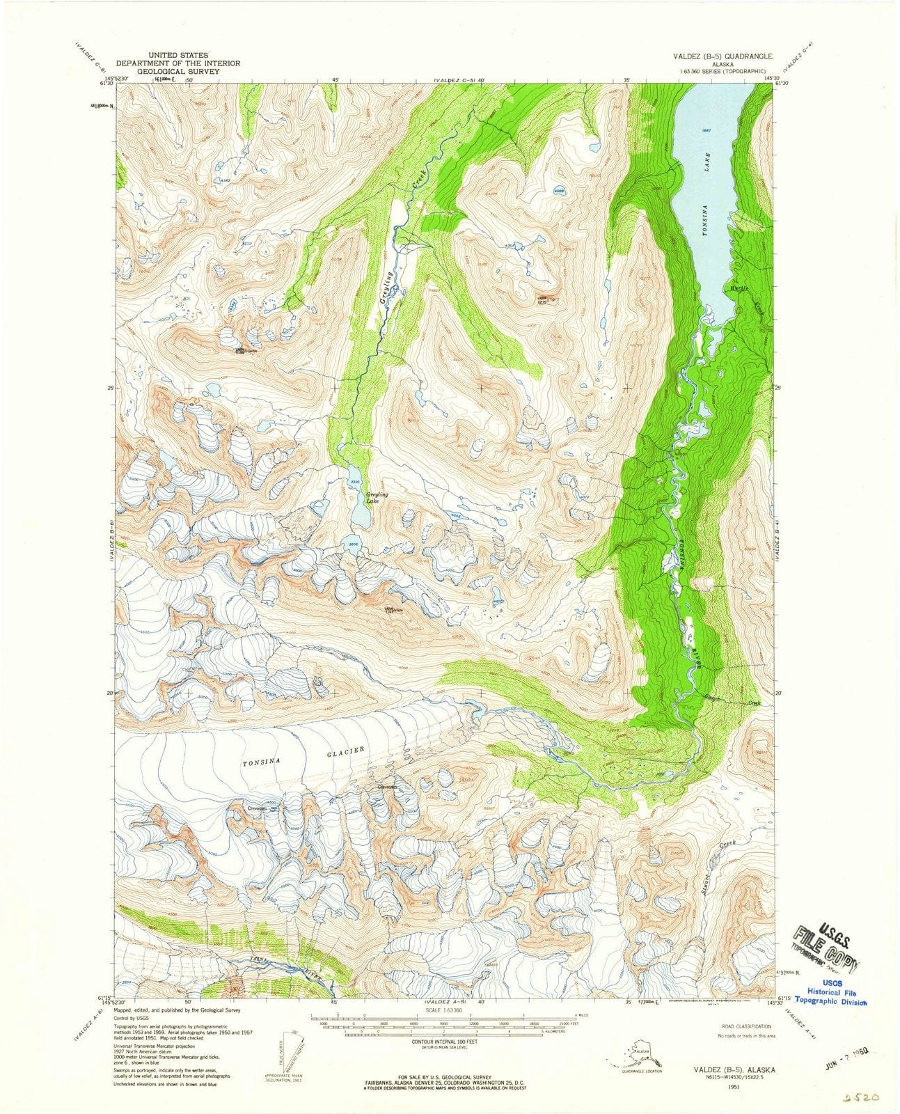 1951 Valdez, AK - Alaska - USGS Topographic Map v8