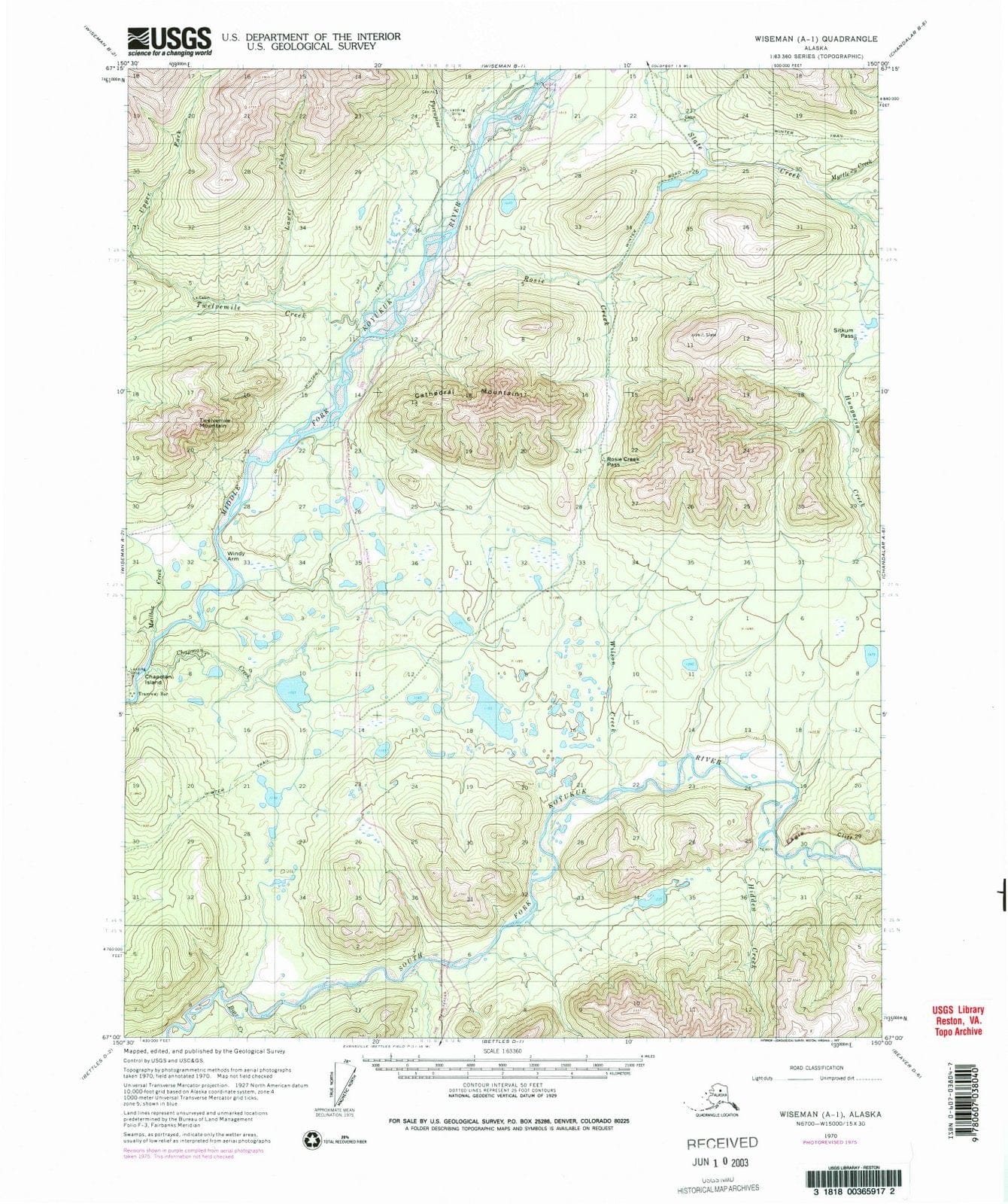 1970 Wiseman, AK - Alaska - USGS Topographic Map