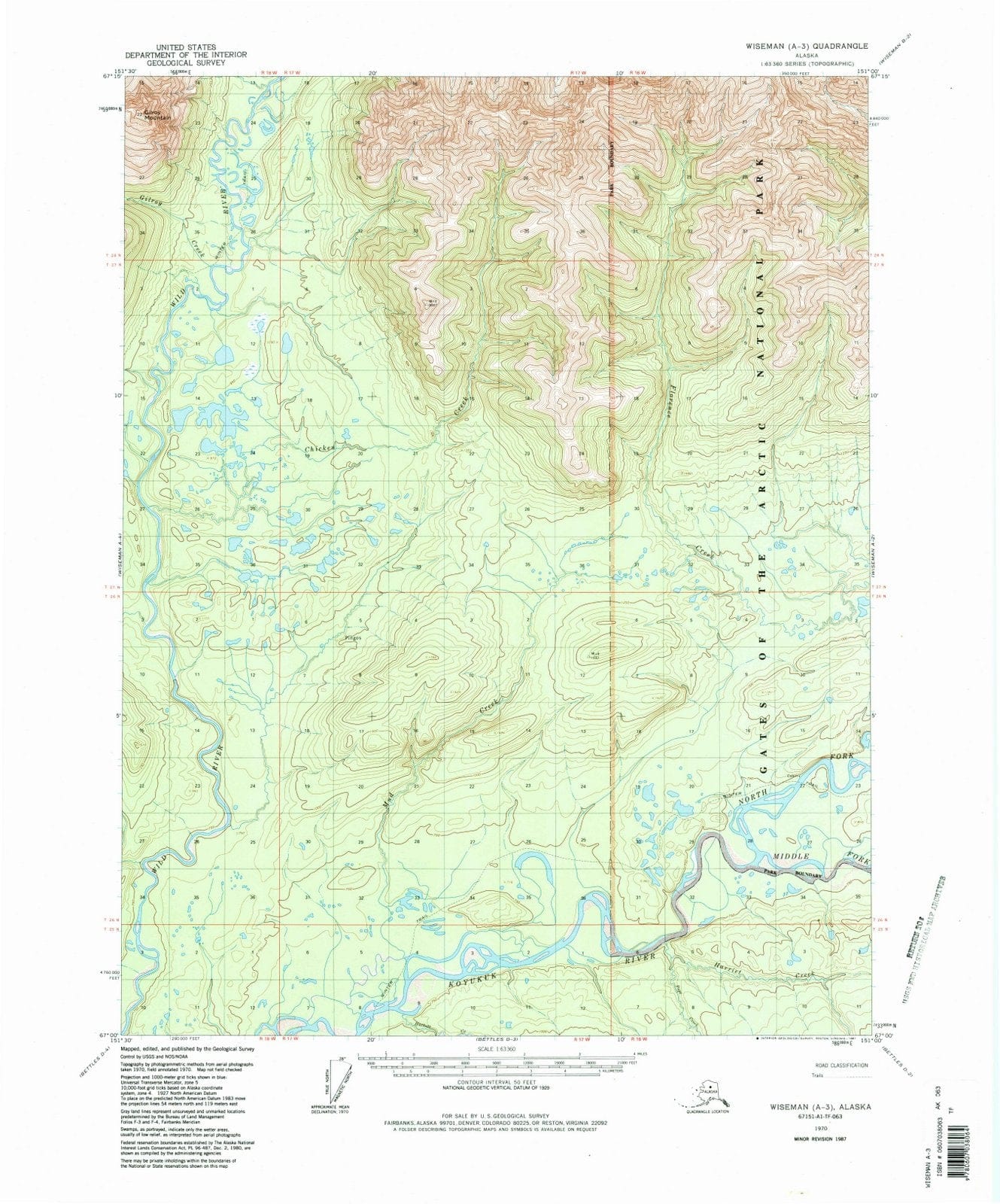 1970 Wiseman, AK - Alaska - USGS Topographic Map v3