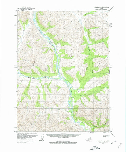 1971 Wiseman, AK - Alaska - USGS Topographic Map0