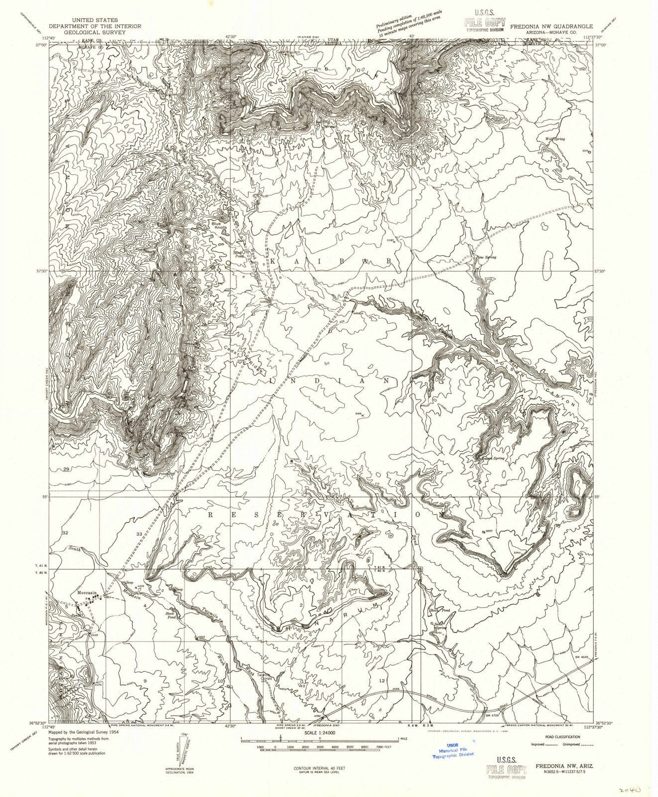 1954 Fredonia, AZ - Arizona - USGS Topographic Map v2