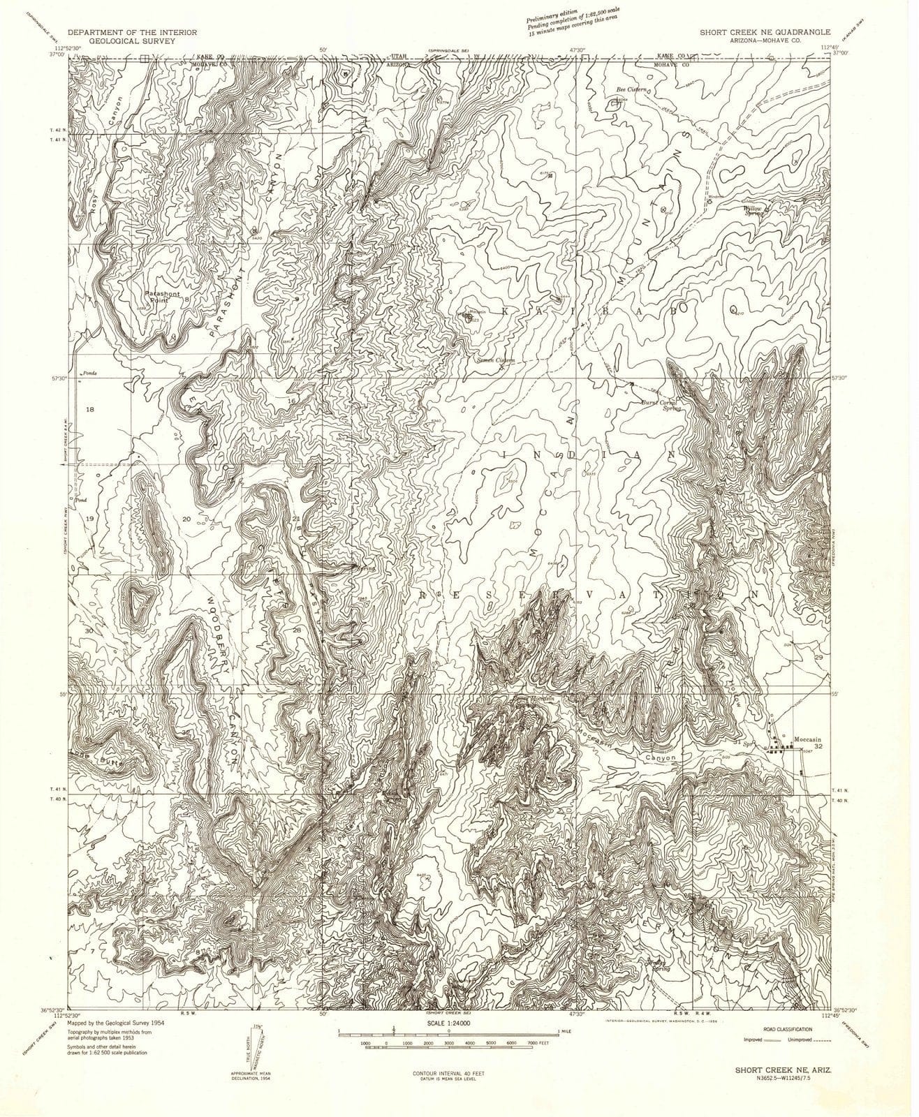 1956 Short Creek, AZ - Arizona - USGS Topographic Map