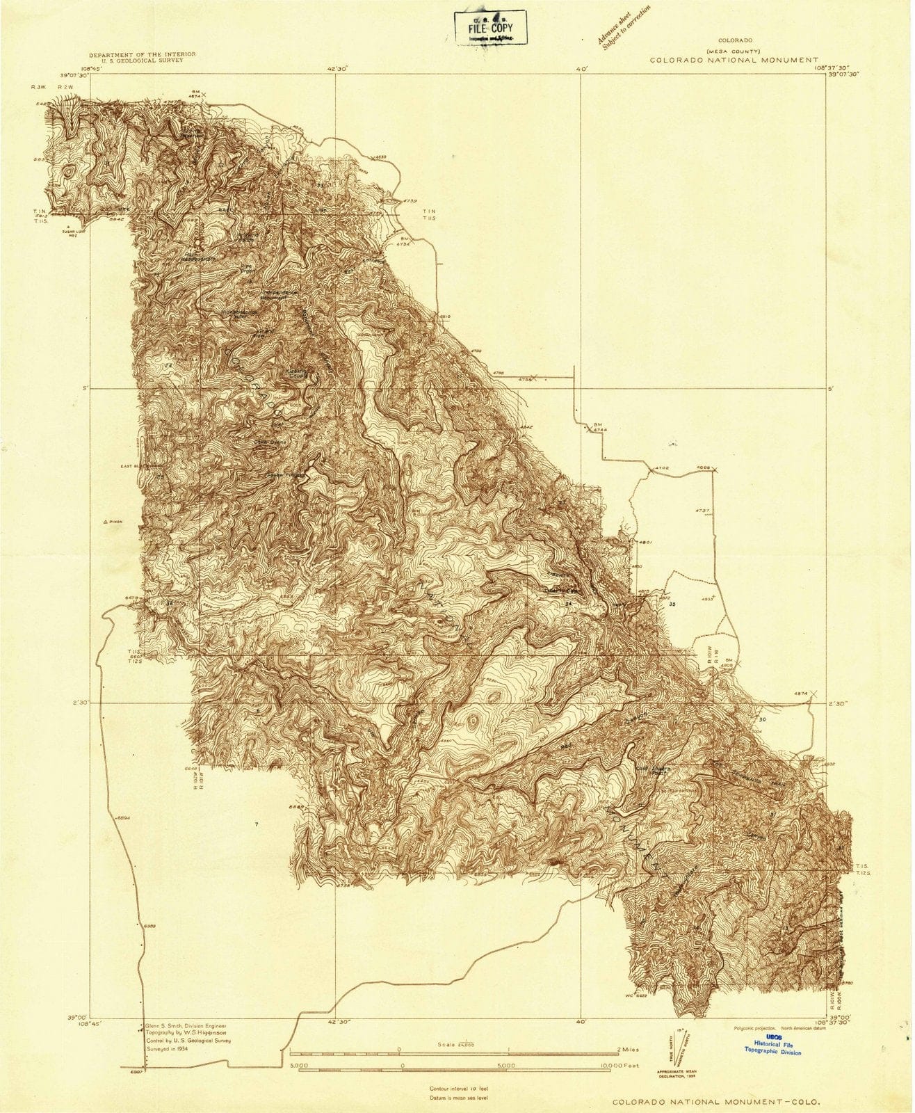 1934 Colorado National Monument, CO - Colorado - USGS Topographic Map