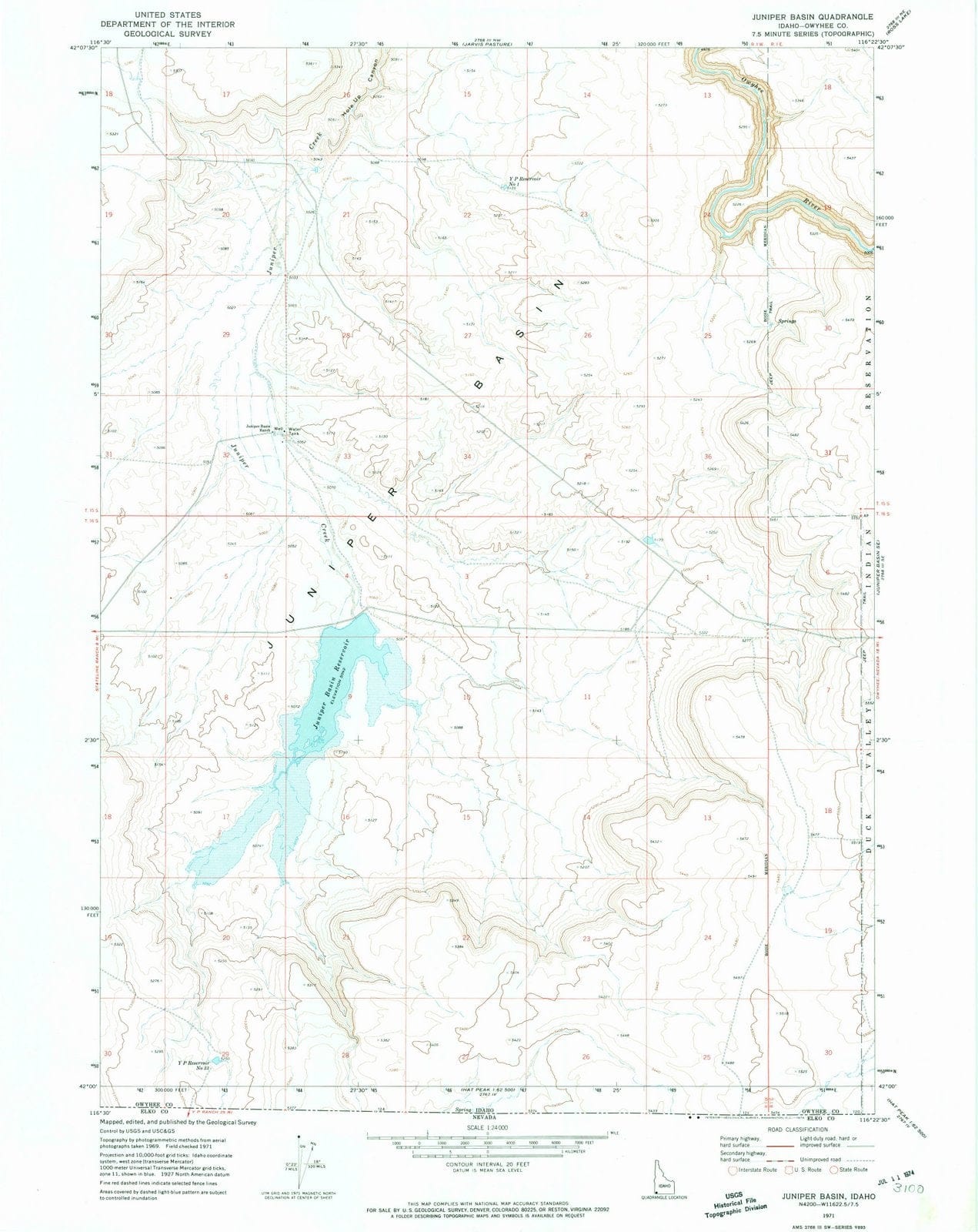 1971 Juniper Basin, ID - Idaho - USGS Topographic Map v2
