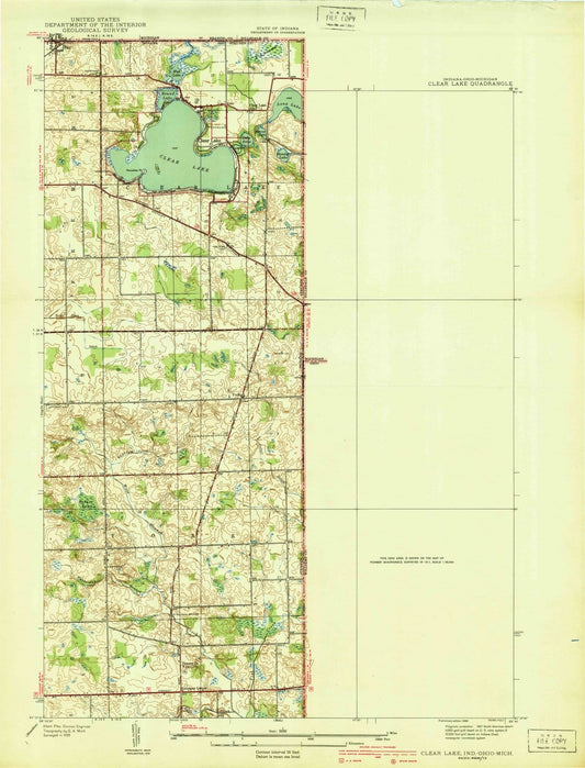 1939 Clear Lake, in - Indiana - USGS Topographic Map