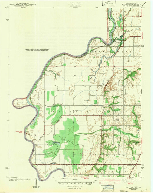 1942 Hutton, in - Indiana - USGS Topographic Map