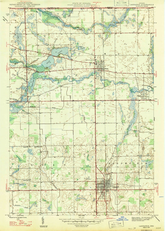 1947 Lagrange, in - Indiana - USGS Topographic Map