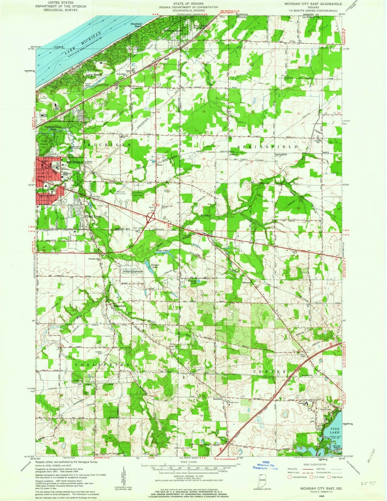 1958 Michigan City East, in - Indiana - USGS Topographic Map