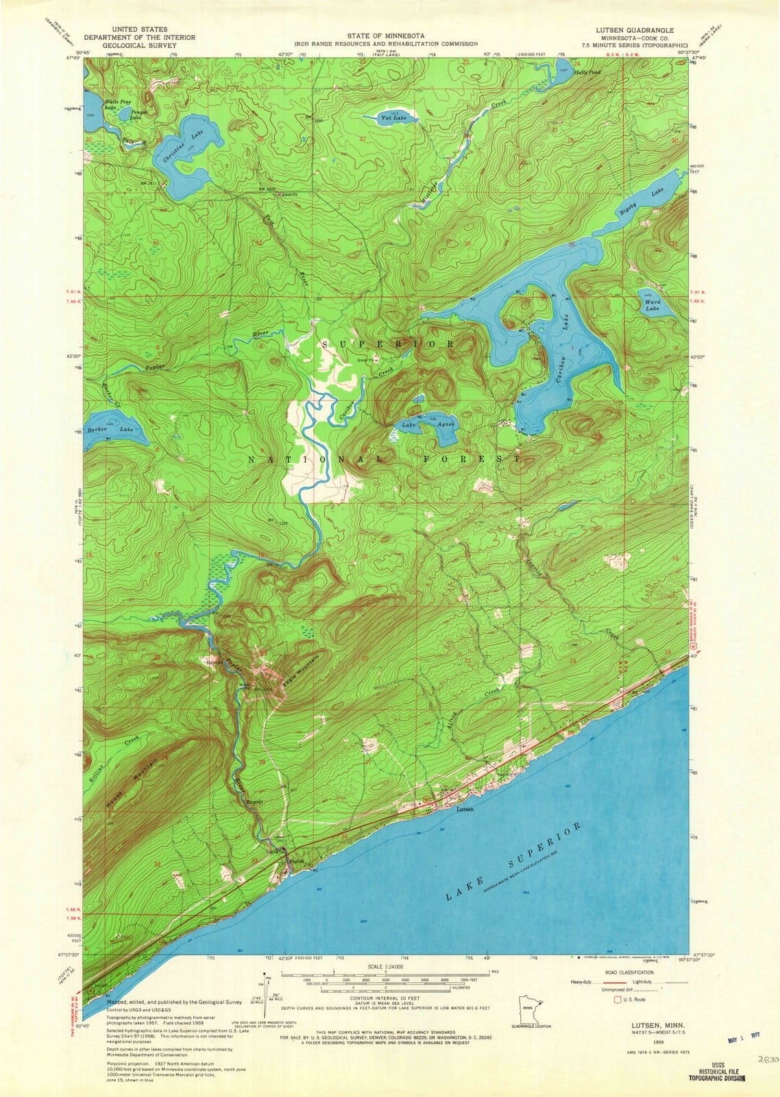 1959 Lutsen, MN - Minnesota - USGS Topographic Map