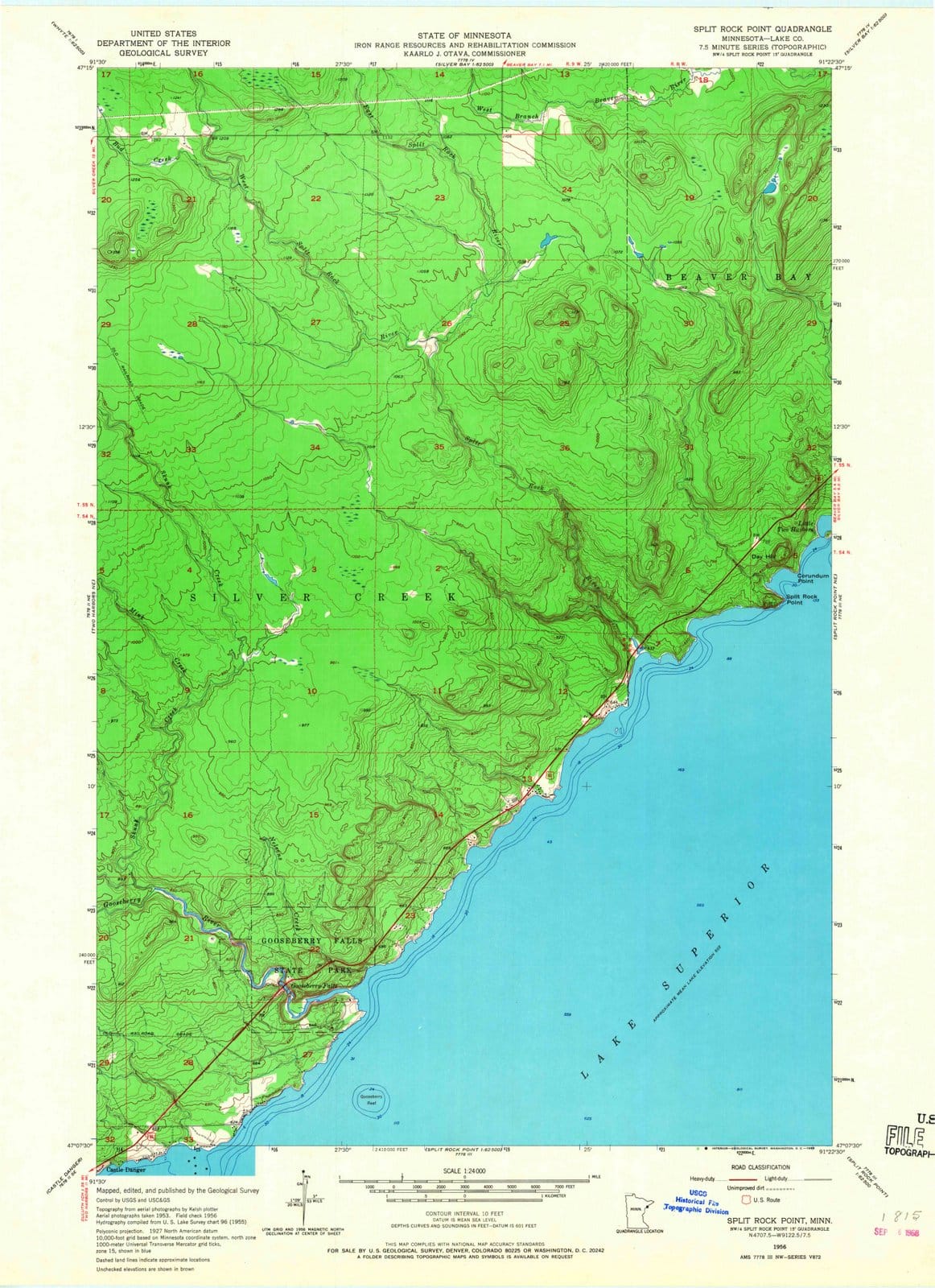 1956 Split Rock Point, MN - Minnesota - USGS Topographic Map v2