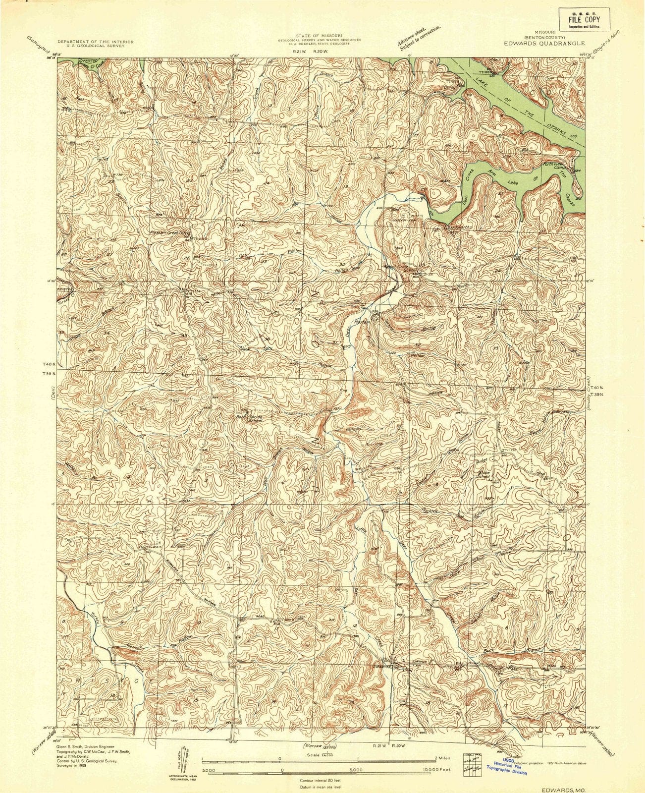 1935 Edwards, MO - Missouri - USGS Topographic Map