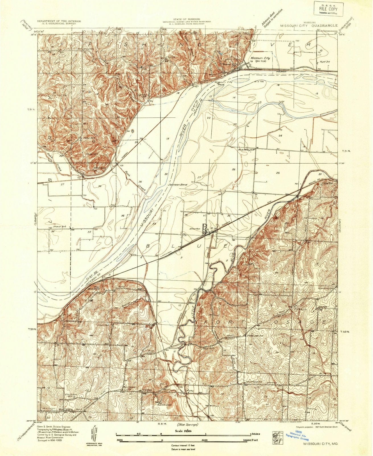 1935 Missouri City, MO - Missouri - USGS Topographic Map
