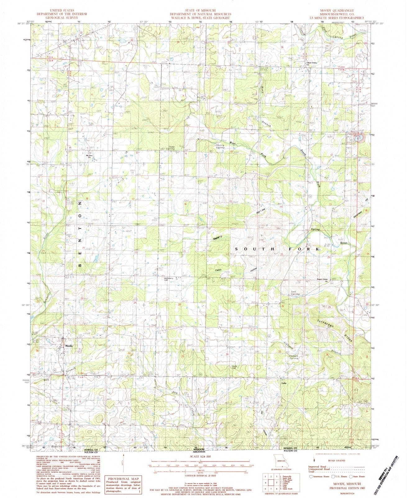 1983 Moody, MO - Missouri - USGS Topographic Map
