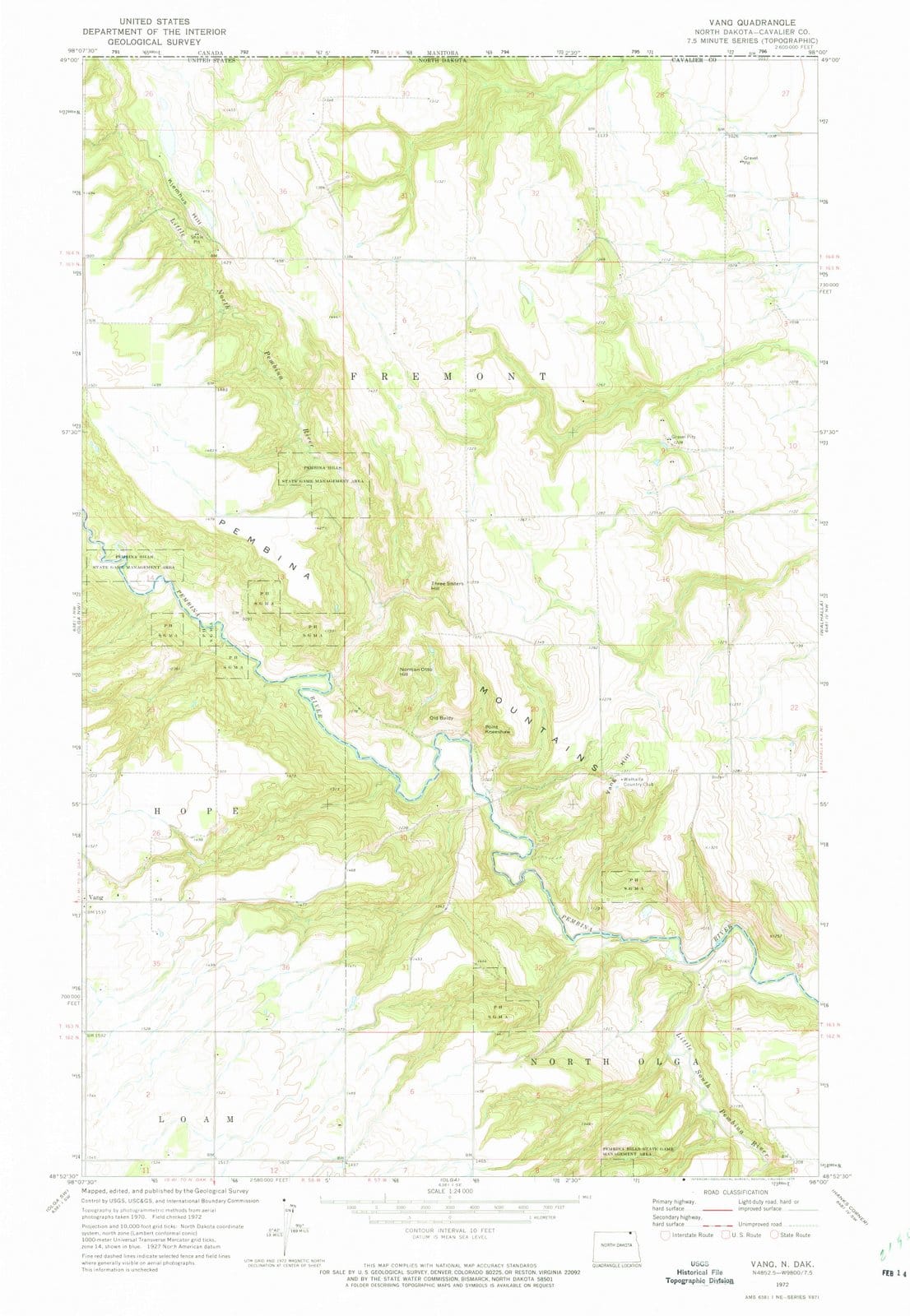 1972 Vang, ND - North Dakota - USGS Topographic Map