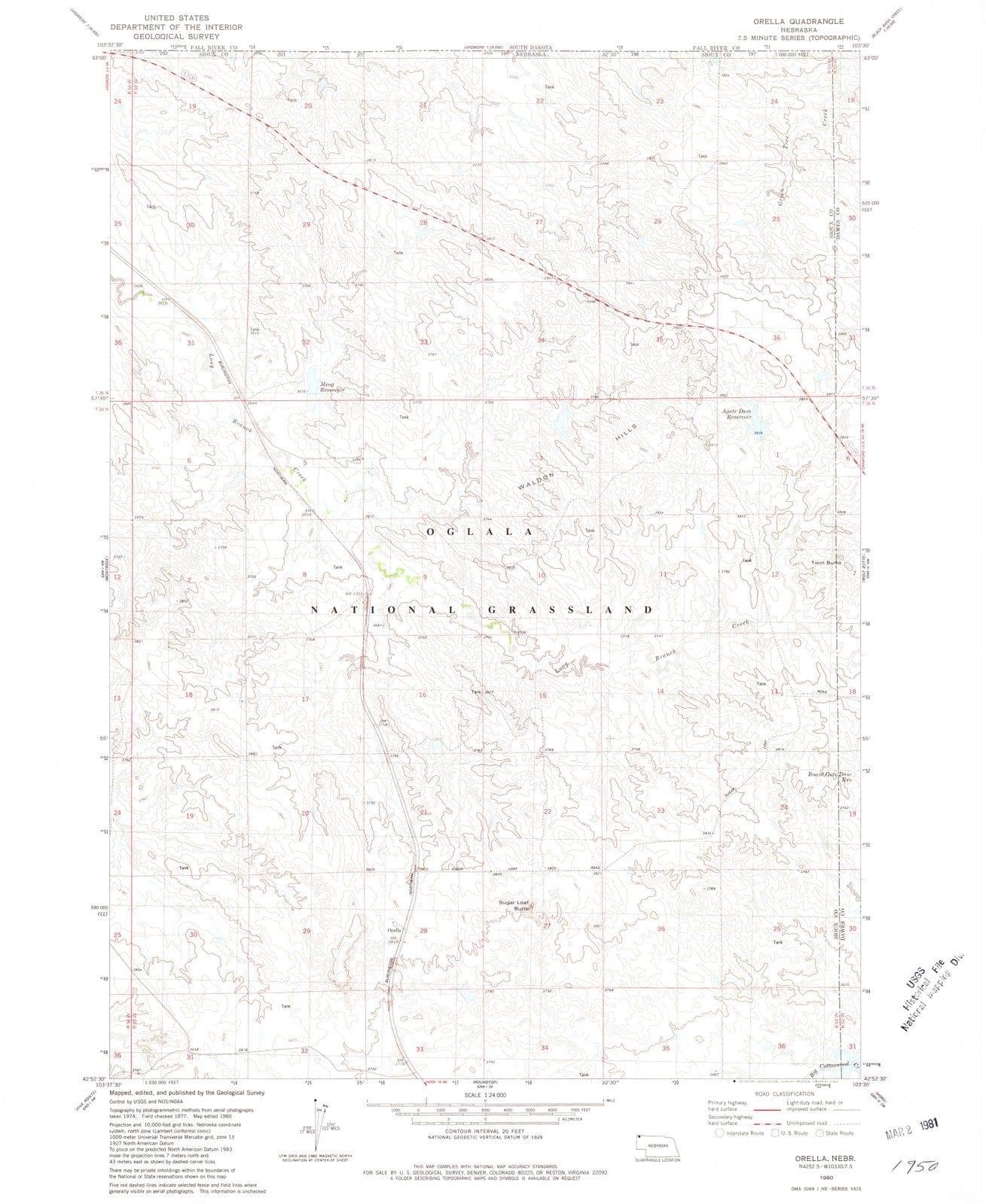 1980 Orella, NE - Nebraska - USGS Topographic Map