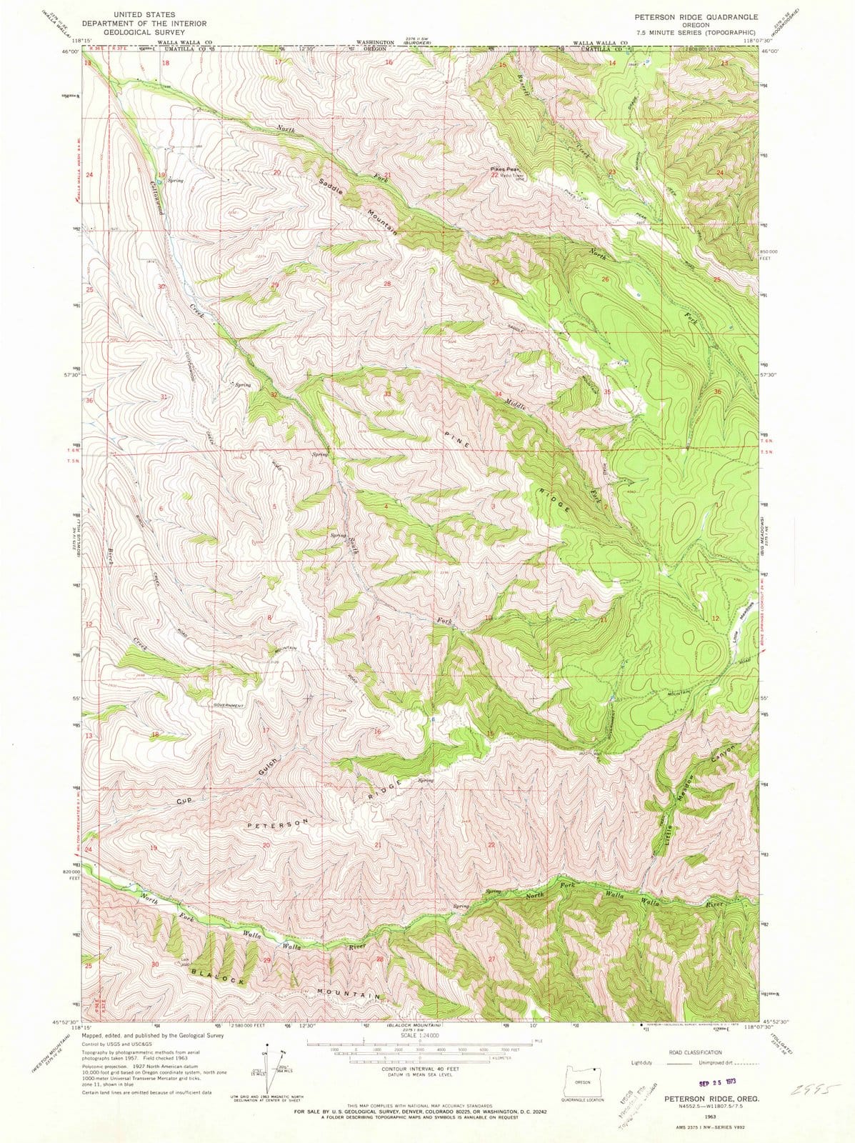 1963 Peterson Ridge, OR - Oregon - USGS Topographic Map