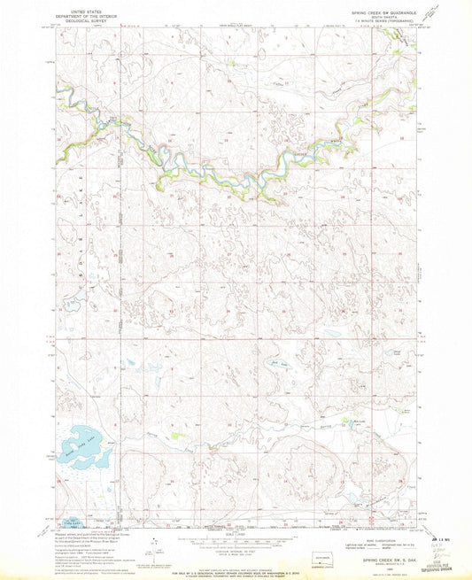 1969 Spring Creek, SD - South Dakota - USGS Topographic Map