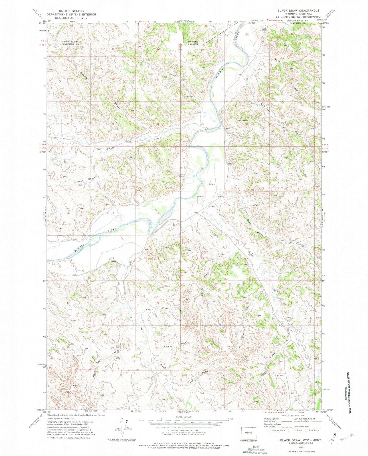 1971 Blackraw, WY - Wyoming - USGS Topographic Map
