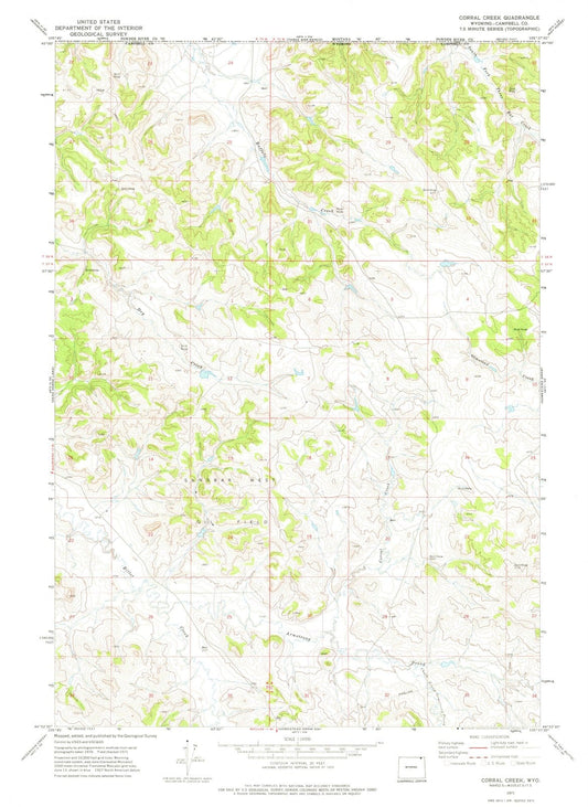 1971 Corral Creek, WY - Wyoming - USGS Topographic Map