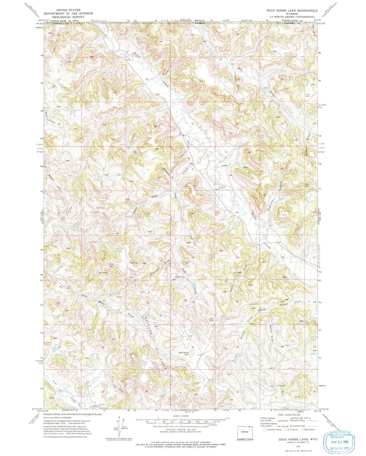 1971 Dead Horse Lake, WY - Wyoming - USGS Topographic Map