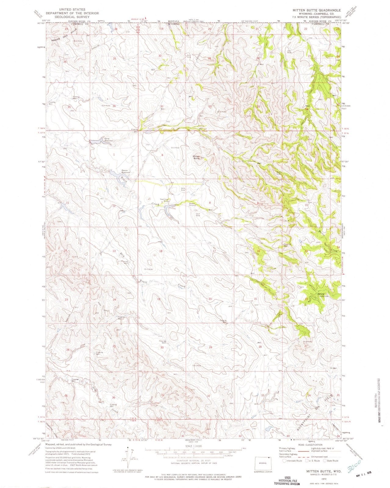 1972 Mitten Butte, WY - Wyoming - USGS Topographic Map
