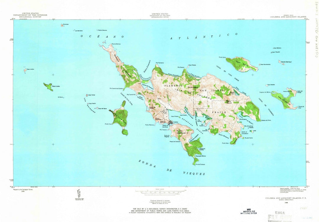 1948 Culebra and Adjacent Islands, PR - Puerto Rico - USGS Topographic Map