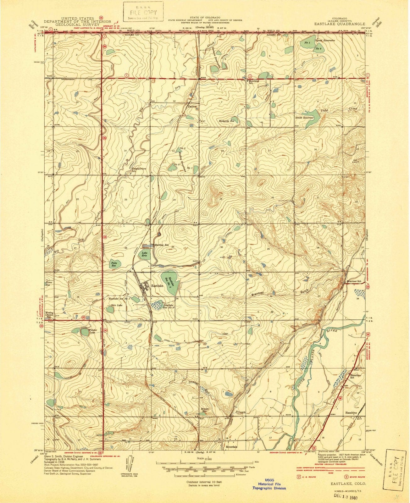 1940 Eastlake, CO - Colorado - USGS Topographic Map