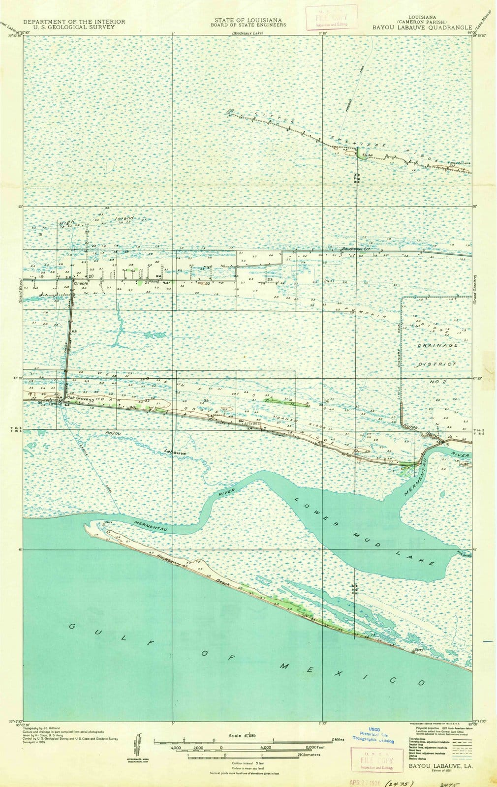1935 Bay Labauve, LA - Louisiana - USGS Topographic Map v2