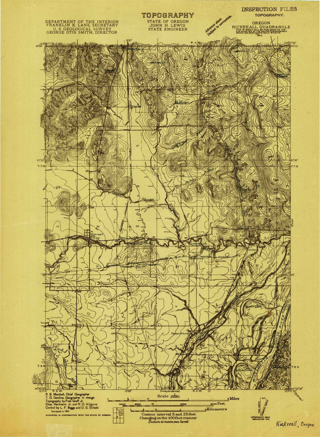 1915 Rickreall, OR - Oregon - USGS Topographic Map