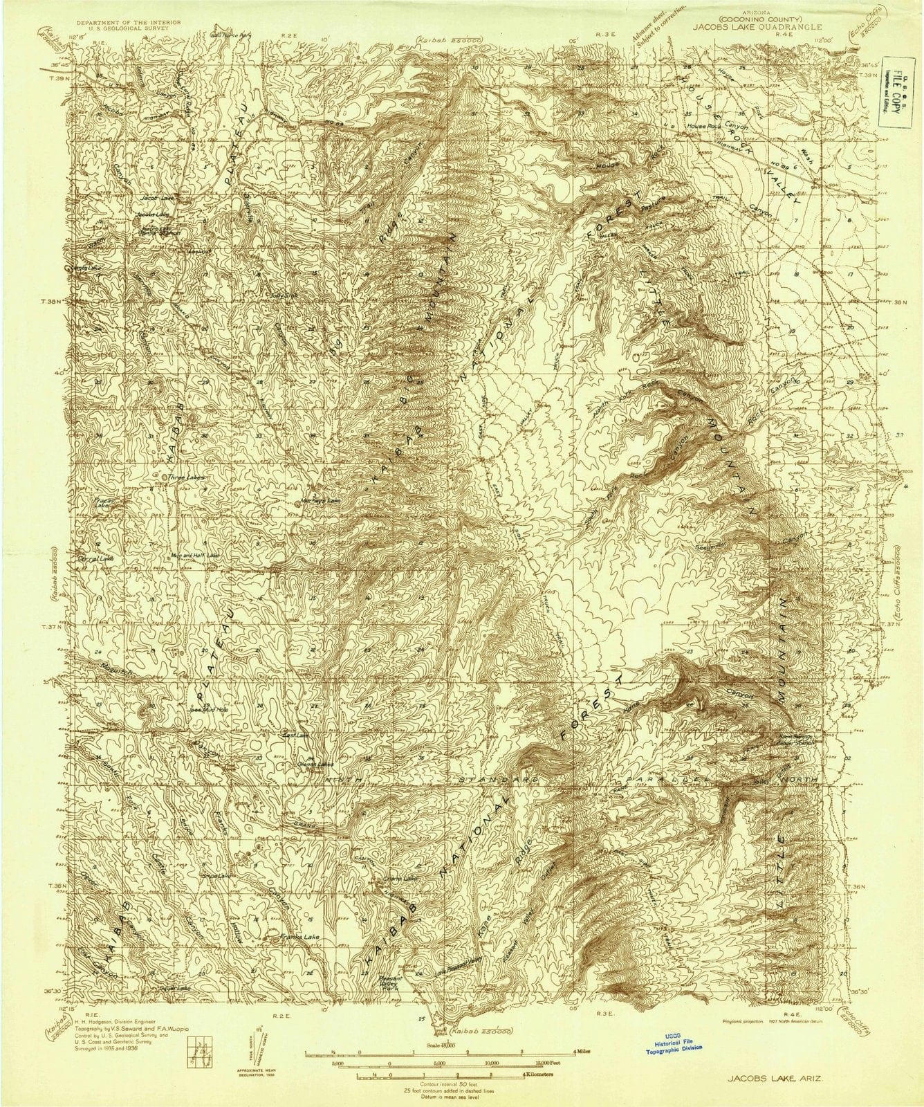 1936 Jacobs Lake, AZ - Arizona - USGS Topographic Map