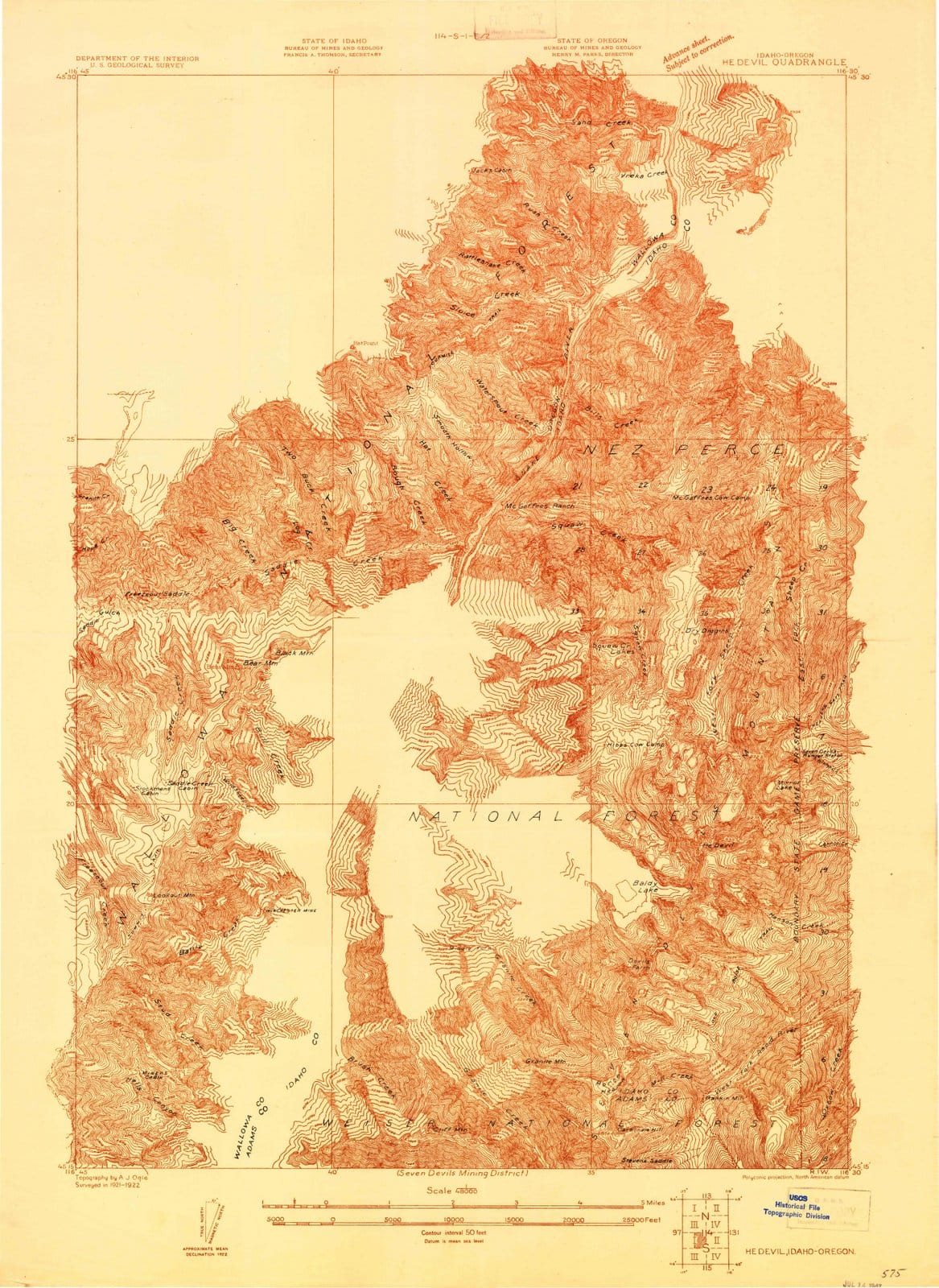 1922 Heevil, ID - Idaho - USGS Topographic Map