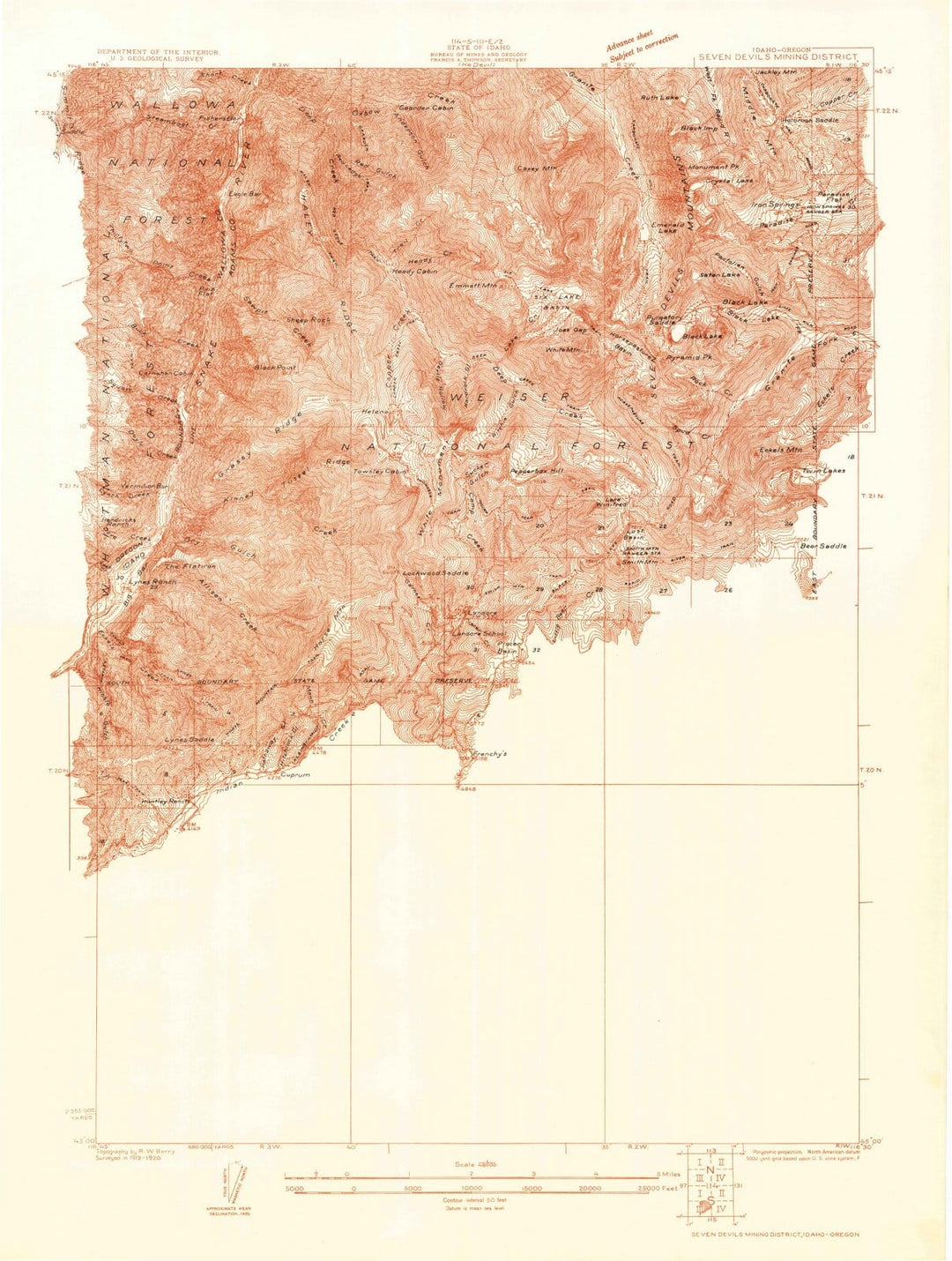 1920 Sevenevils Miningistrict, ID - Idaho - USGS Topographic Map