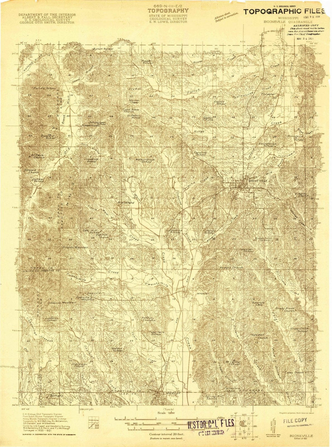 1921 Booneville, MS - Mississippi - USGS Topographic Map