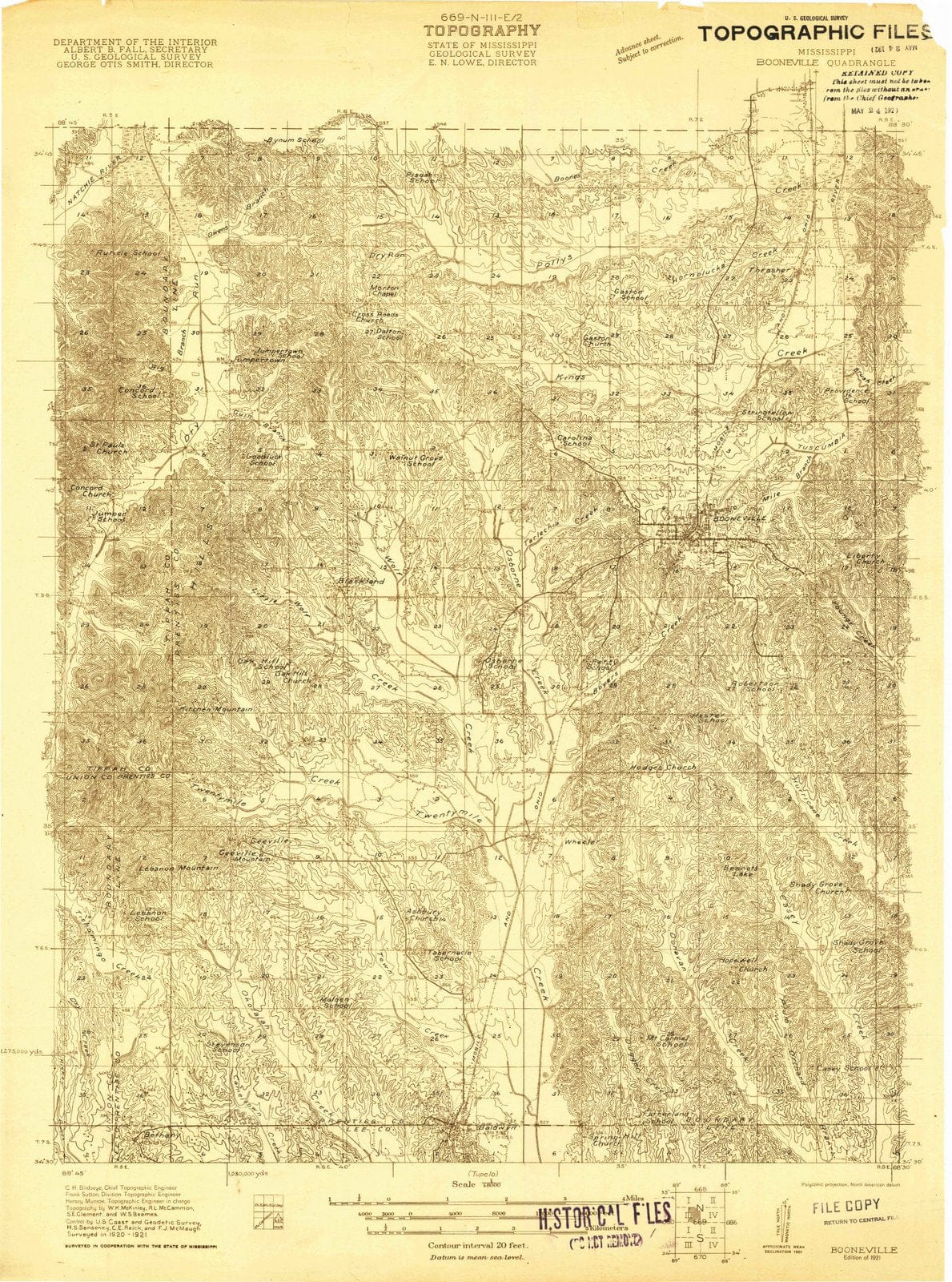 1921 Booneville, MS - Mississippi - USGS Topographic Map