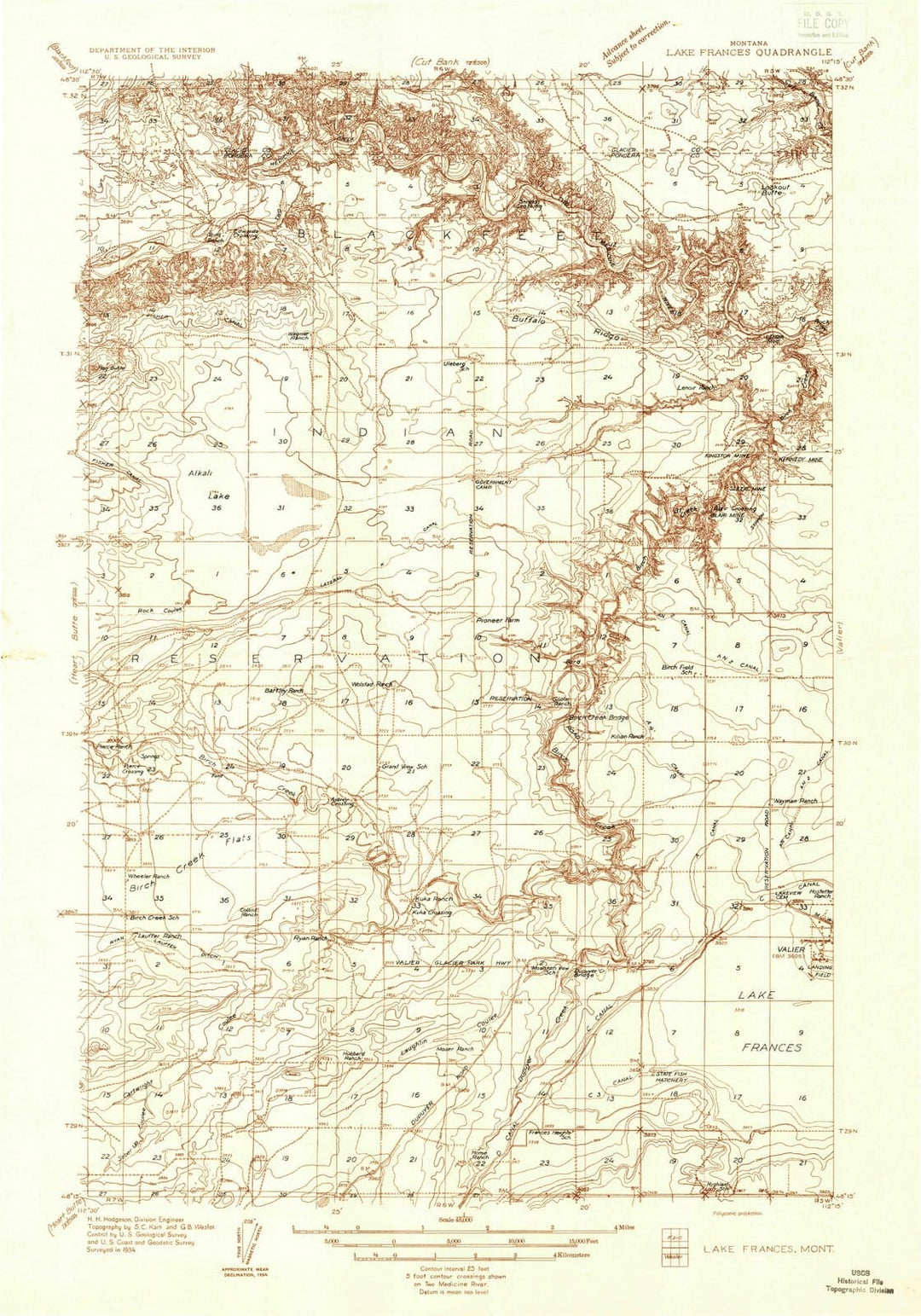 1934 Lake Frances, MT - Montana - USGS Topographic Map