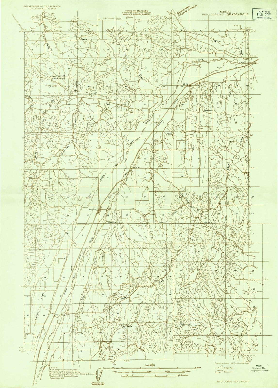 1932 Red Lodge No 1, MT - Montana - USGS Topographic Map