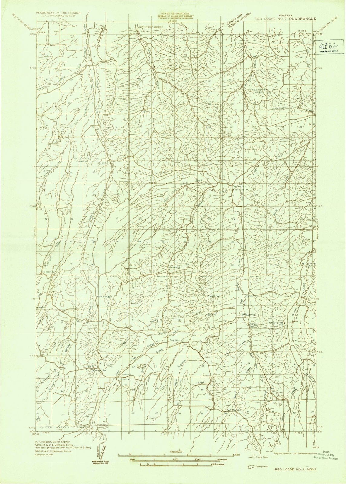 1932 Red Lodge No 2, MT - Montana - USGS Topographic Map