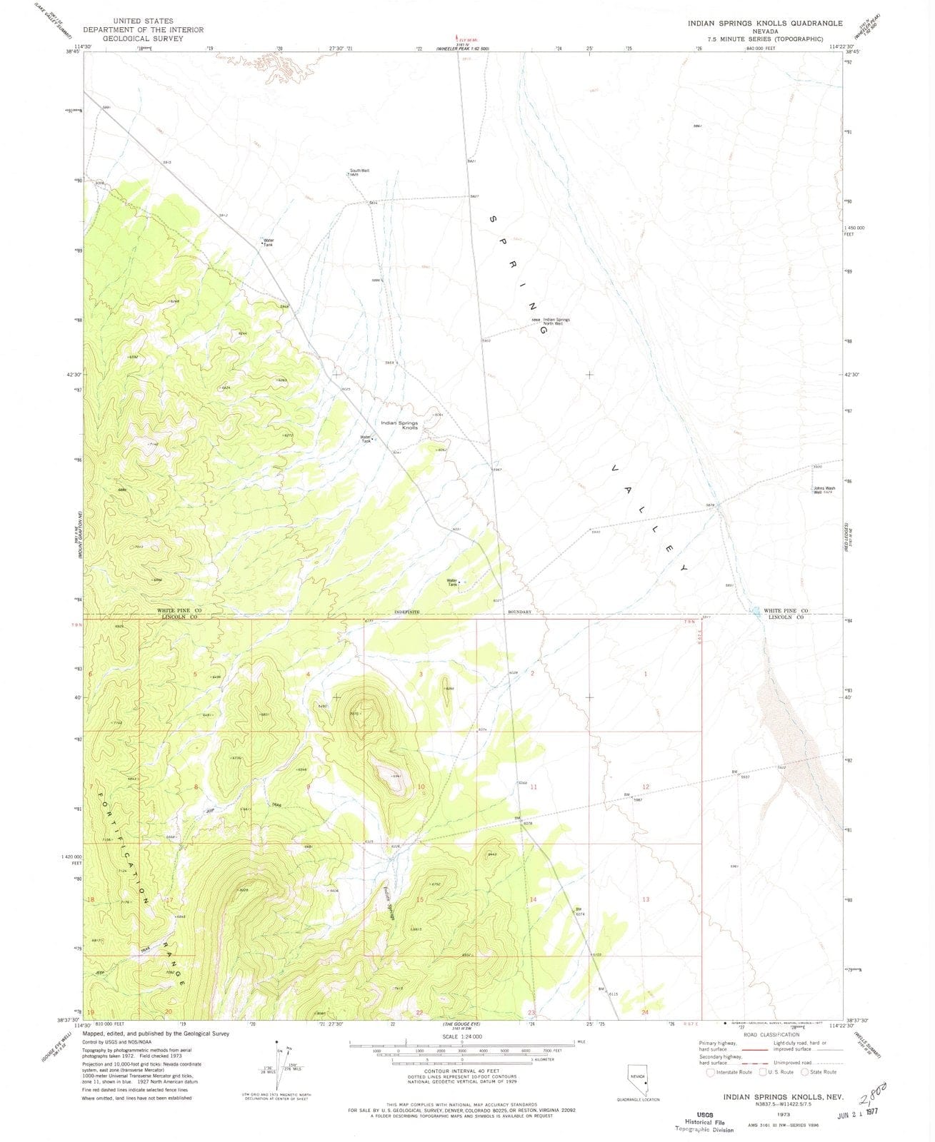 1973 Indian Springs Knolls, NV - Nevada - USGS Topographic Map