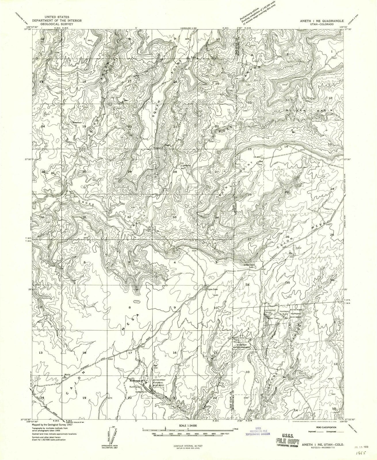 1957 Aneth 1, UT - Utah - USGS Topographic Map