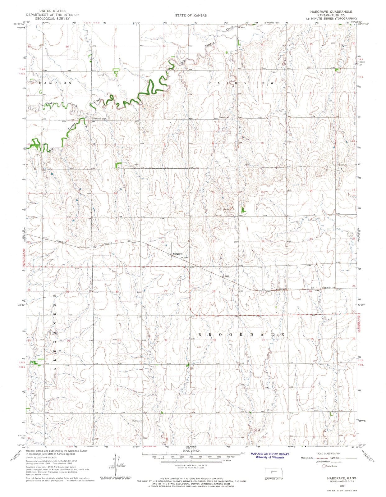 1966 Hargrave, KS - Kansas - USGS Topographic Map