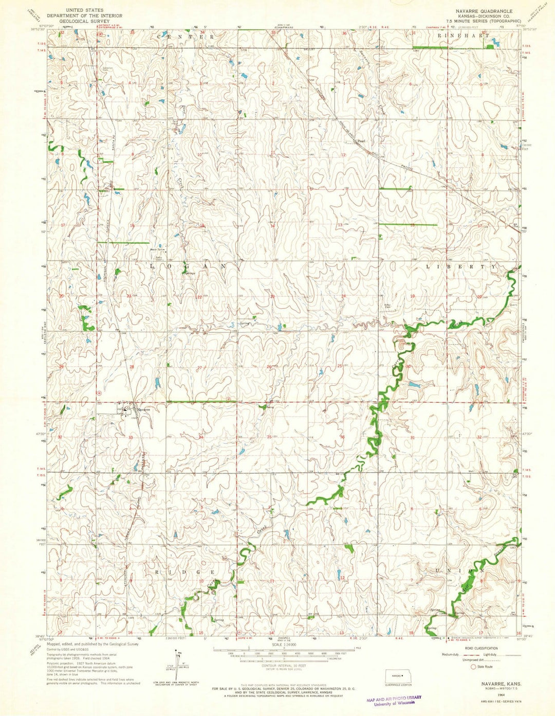 1964 Navarre, KS - Kansas - USGS Topographic Map
