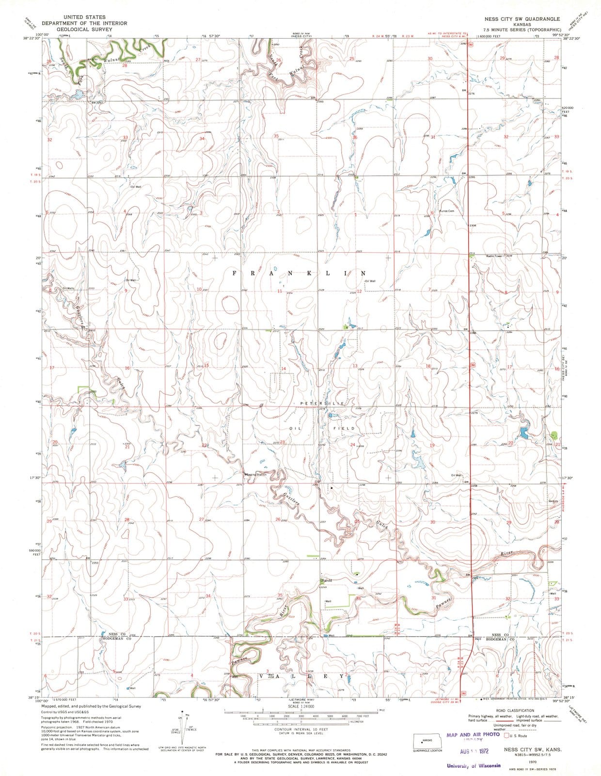 1970 Ness City, KS - Kansas - USGS Topographic Map