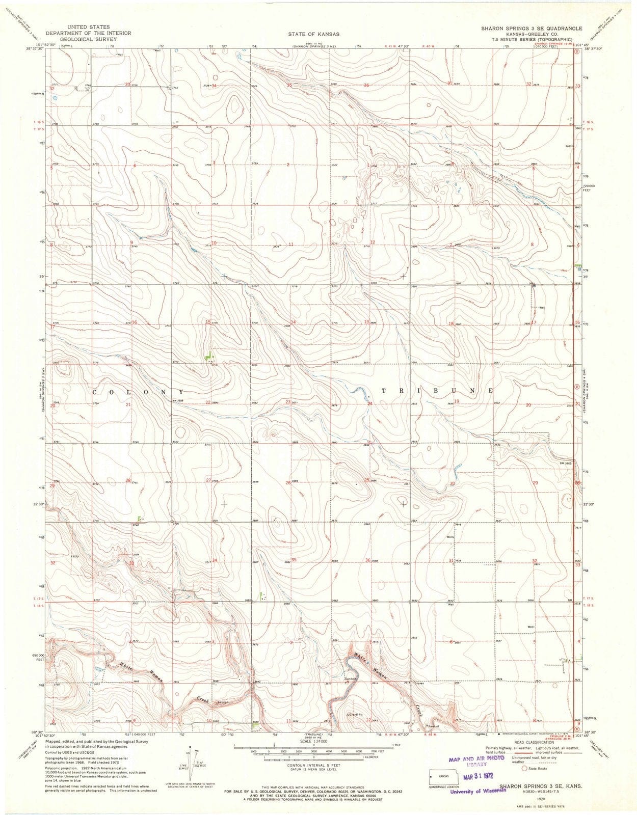 1970 Sharon Springs 3, KS - Kansas - USGS Topographic Map