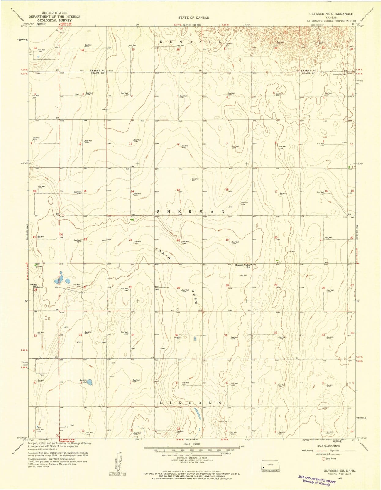 1959 Ulysses, KS - Kansas - USGS Topographic Map