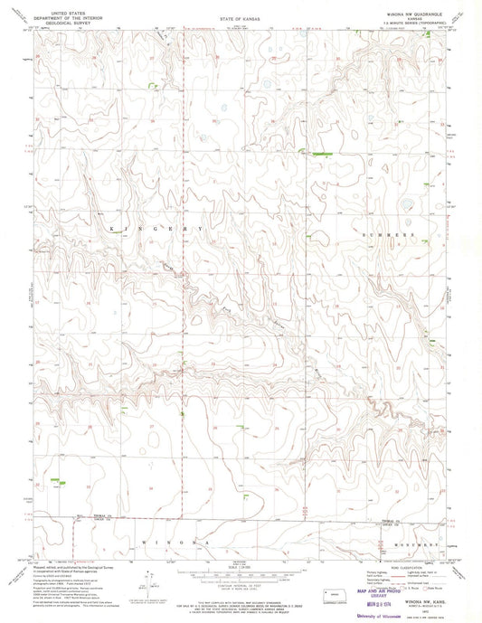 1972 Winona, KS - Kansas - USGS Topographic Map